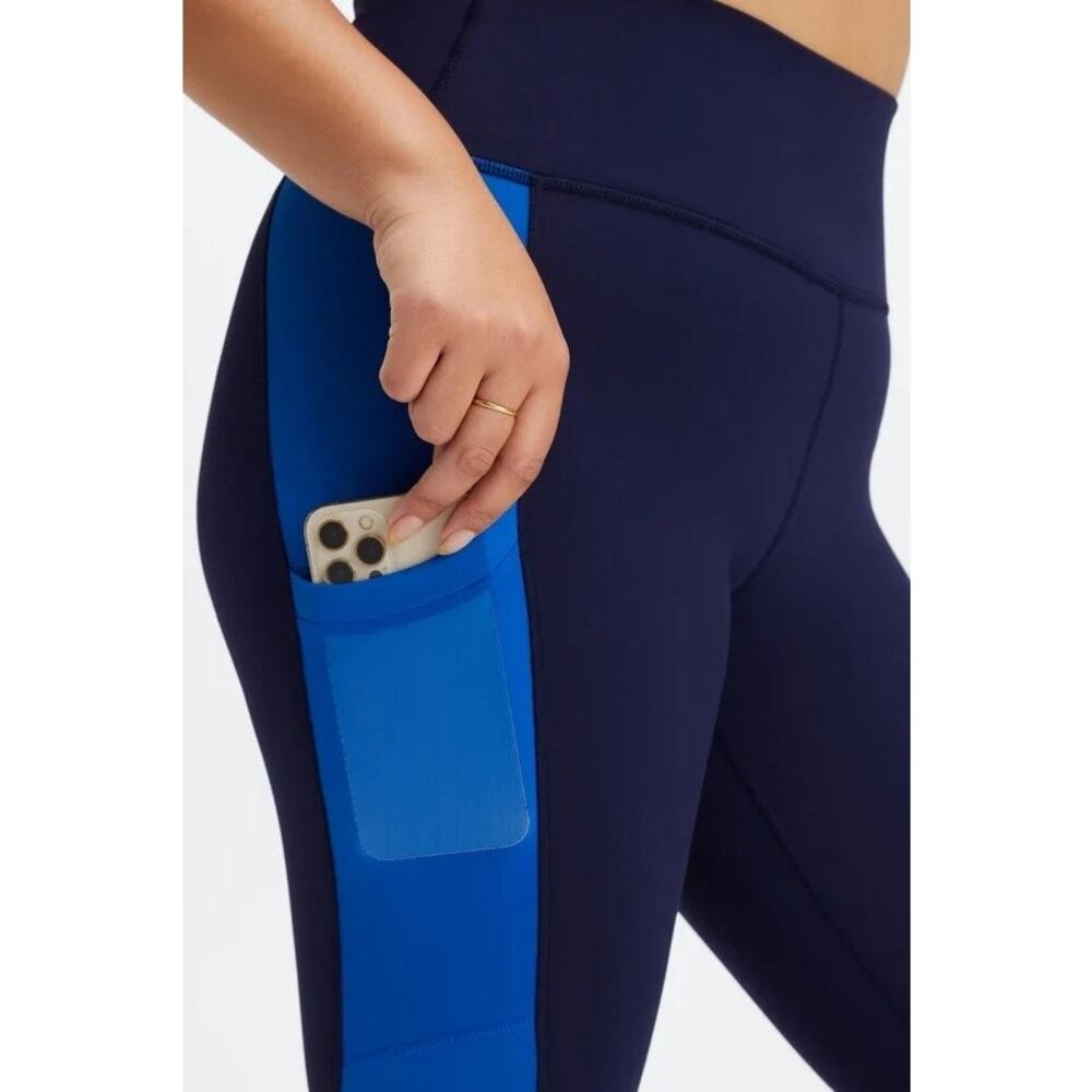 Fabletics Blue On-The-Go High Waisted Pocket Color Block Legging NWT - Picture 7 of 7